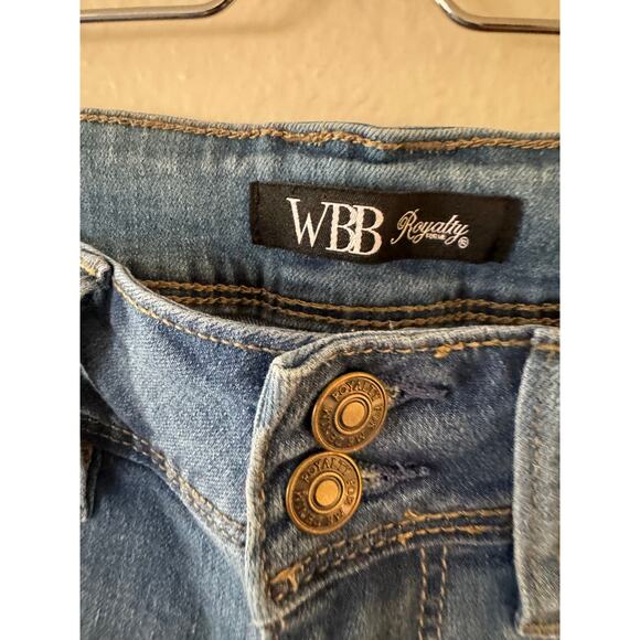 Royalty For Me Wannabettabutt Mid Rise Embroidered Skinny Jeans Womens 8 Blue - Picture 3 of 10